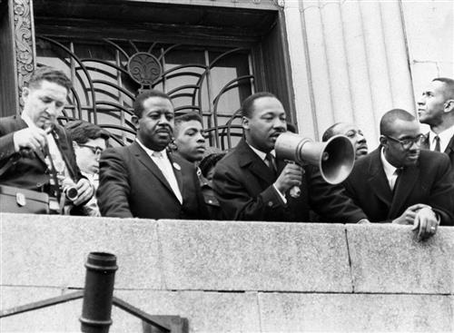 MLK on the steps MLK on the steps
